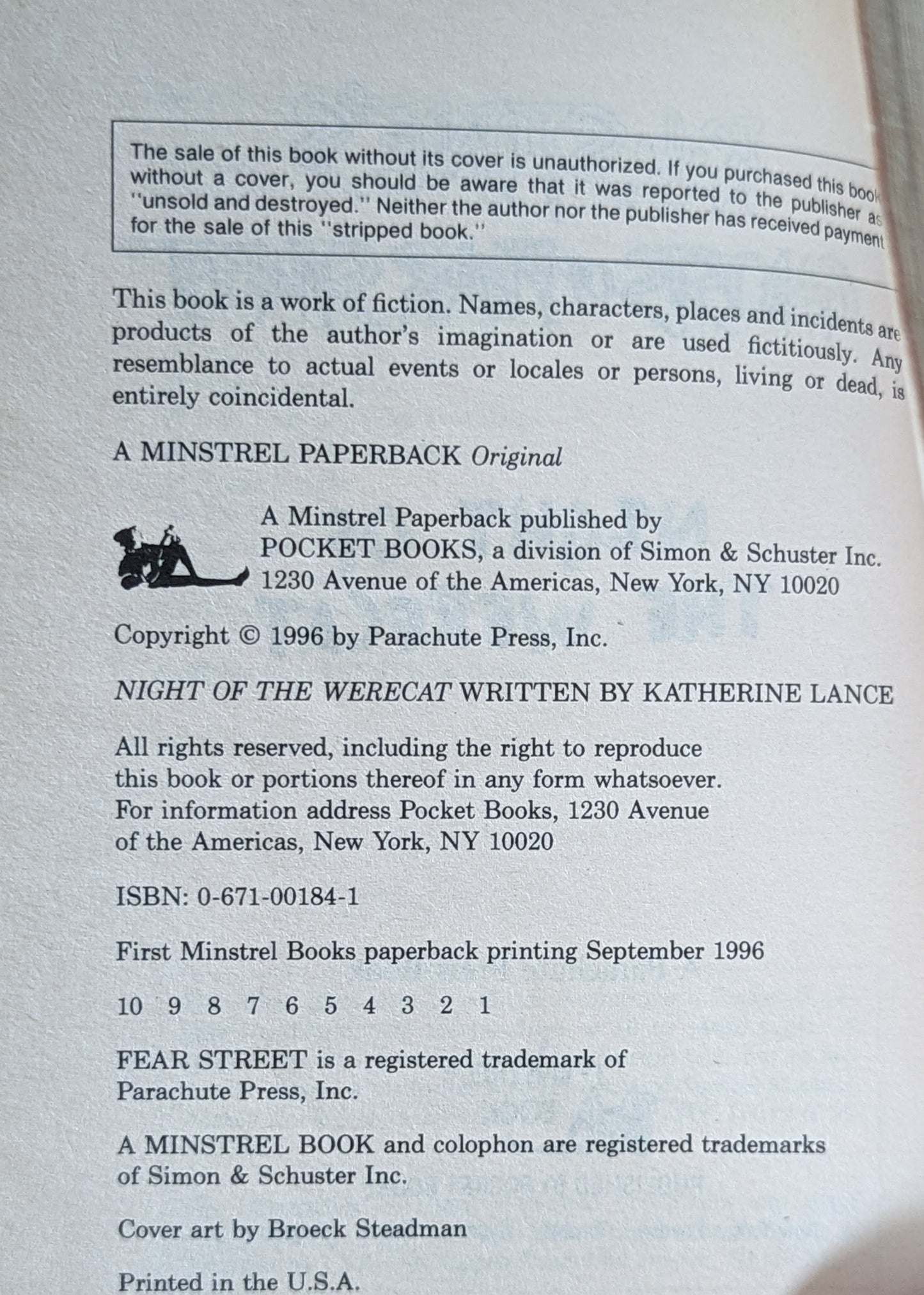 Night of the Werecat (R.L. Stine's Ghosts of Fear Street #12) by Katherine Lance