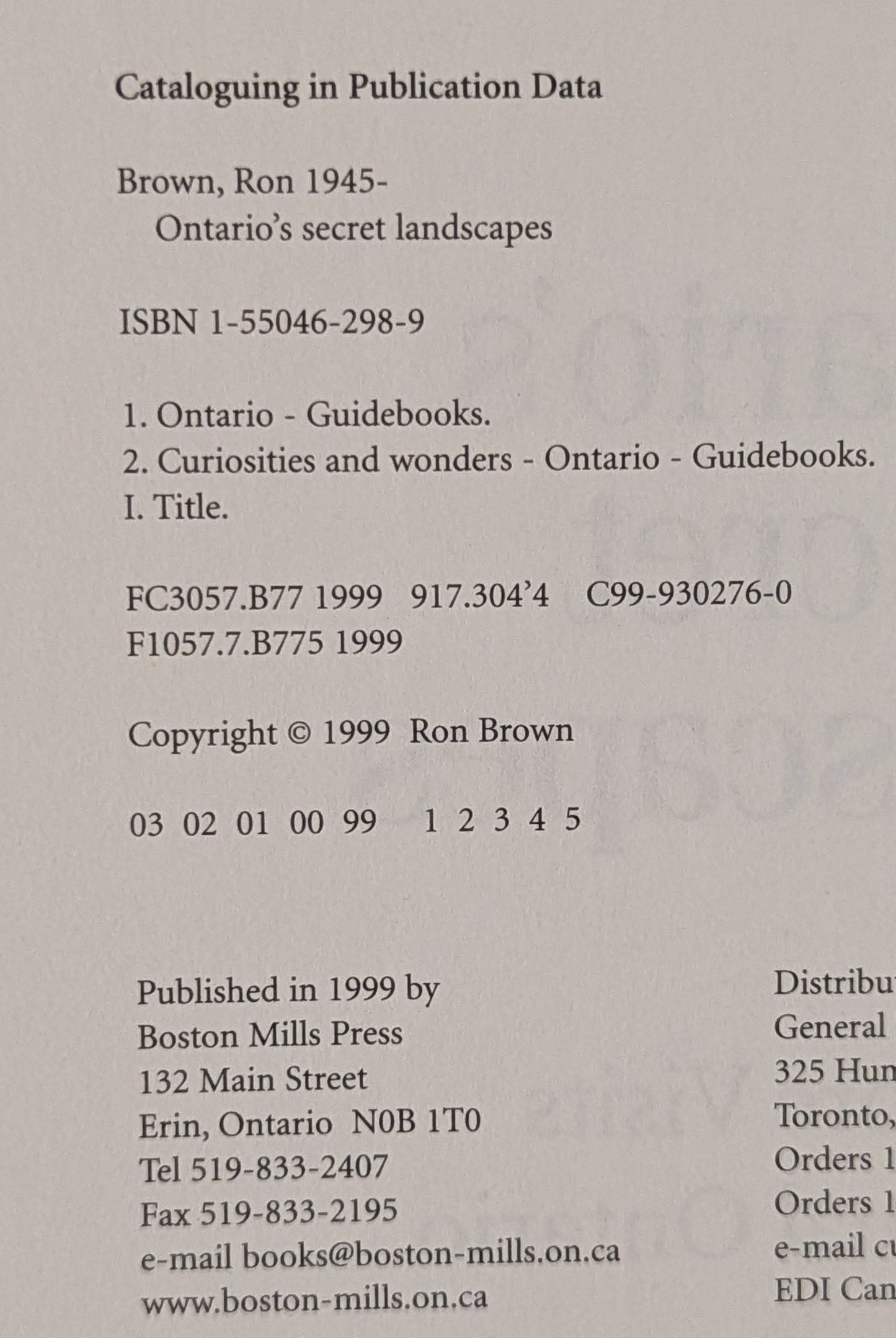 Ontario's Secret Landscapes by Ron Brown