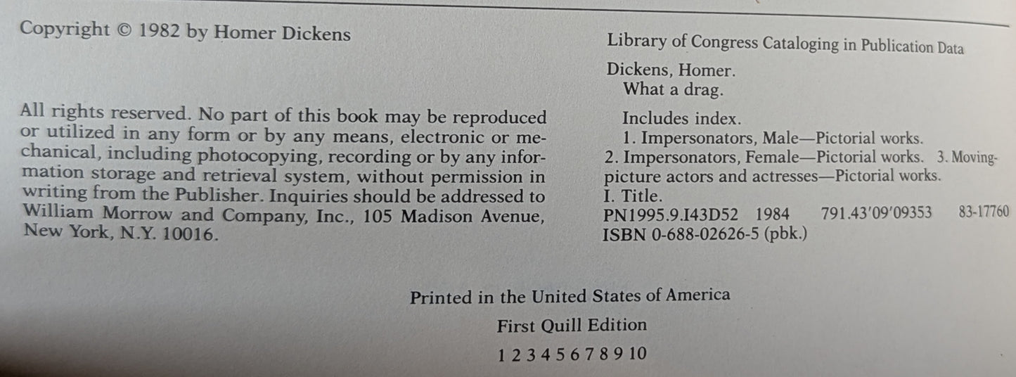 What a Drag: Men as Women & Women as Men in the Movies by Homer Dickens