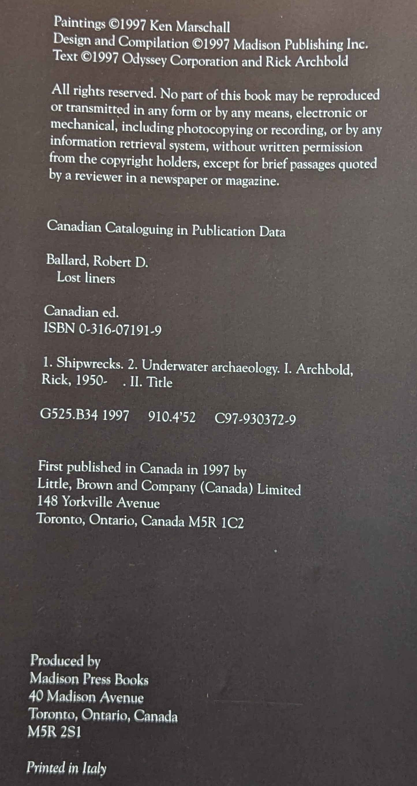 Lost Liners by Robert D. Ballard and Rick Archbold