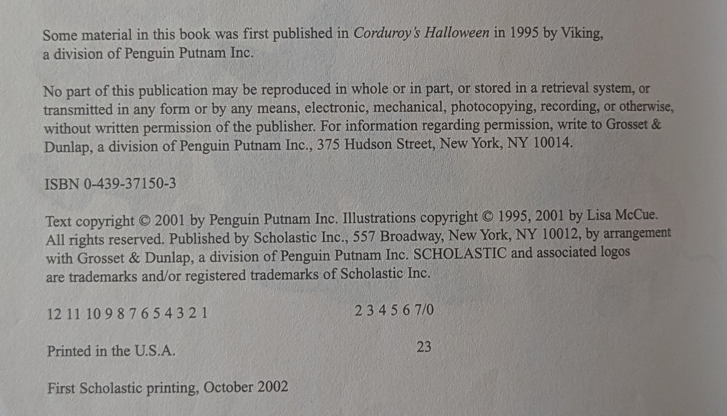 Corduroy's Best Halloween Ever, illustrated by Lisa McCue