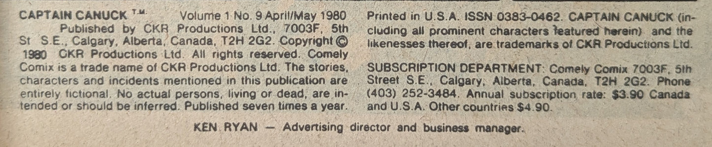 Captain Canuck vol. 1 no. 9 June 1980