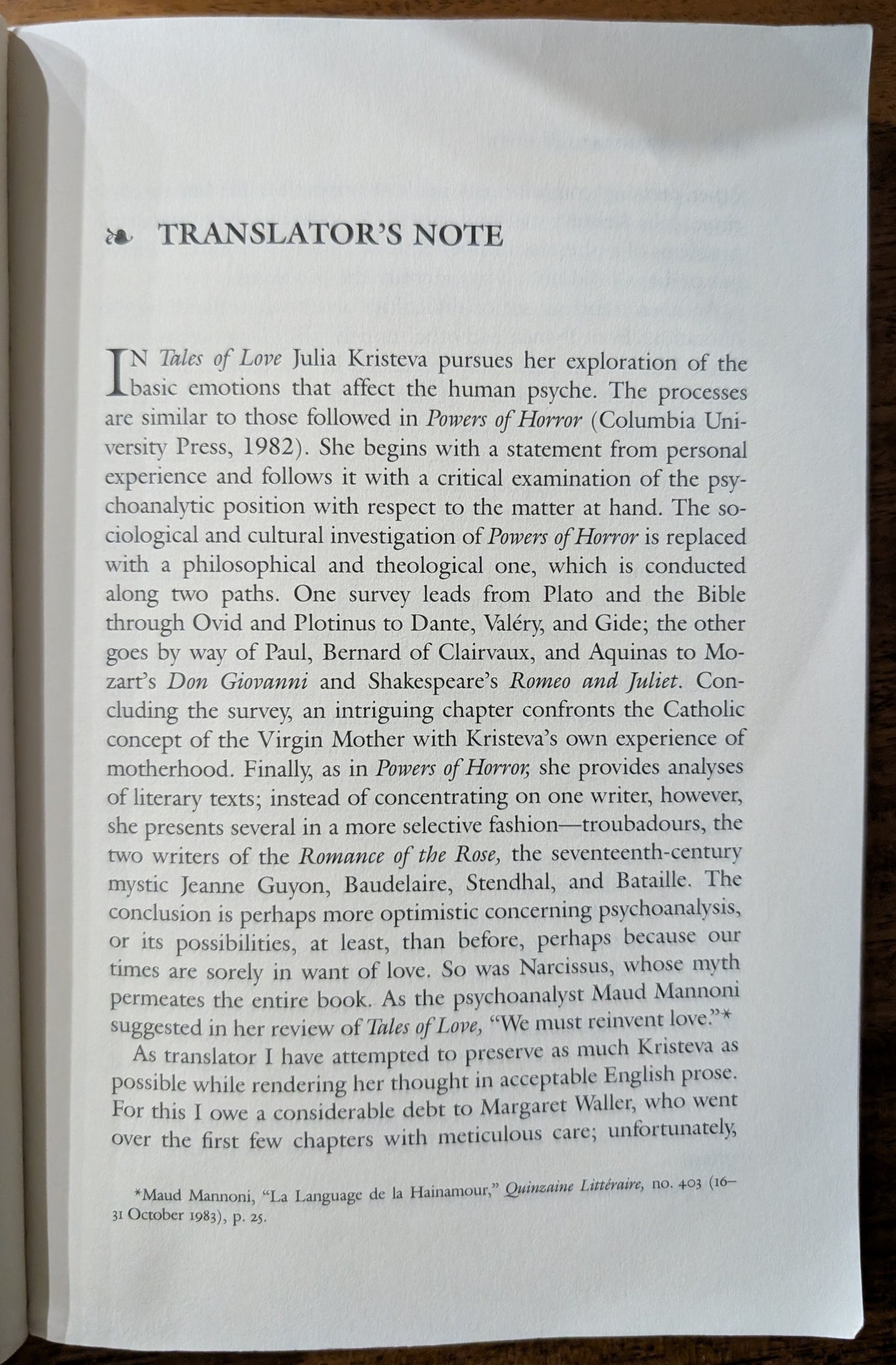 Tales of Love by Julia Kristeva translated by Leon S. Roudiez