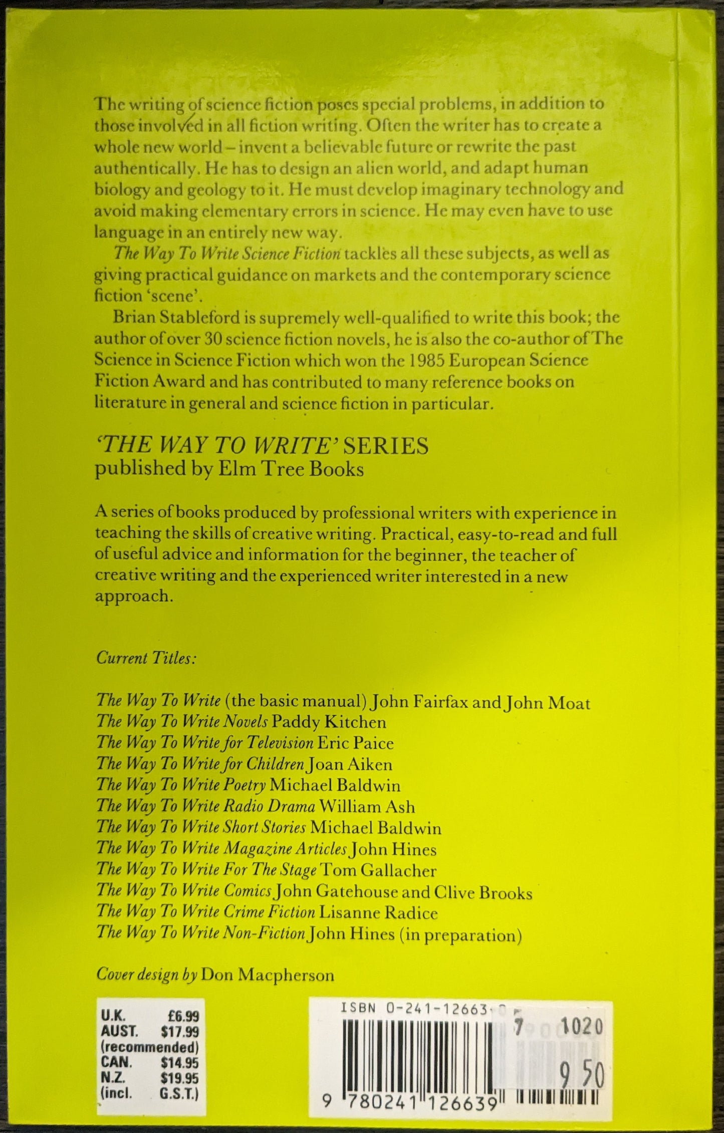 The Way to Write Science Fiction by Brian Stableford