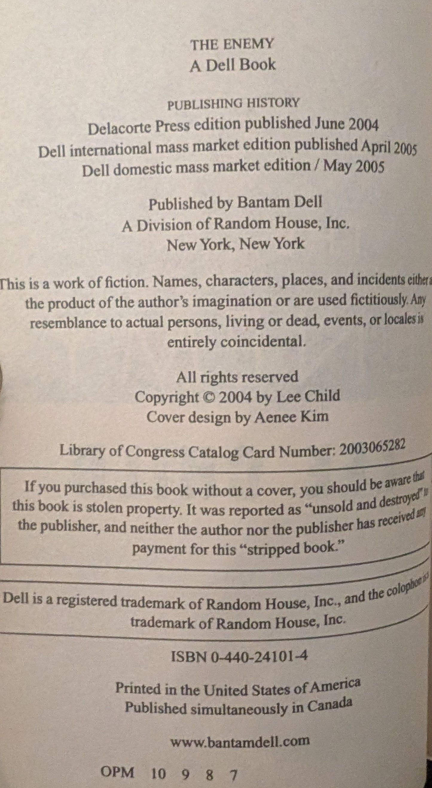 The Enemy by Lee Child