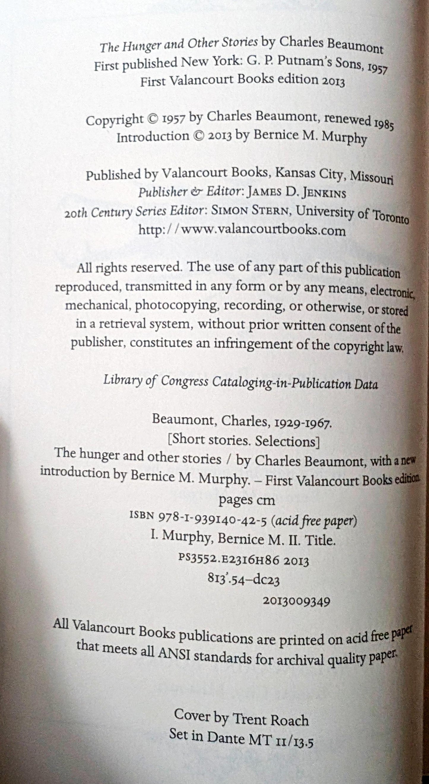 The Hunger and Other Stories by Charles Beaumont