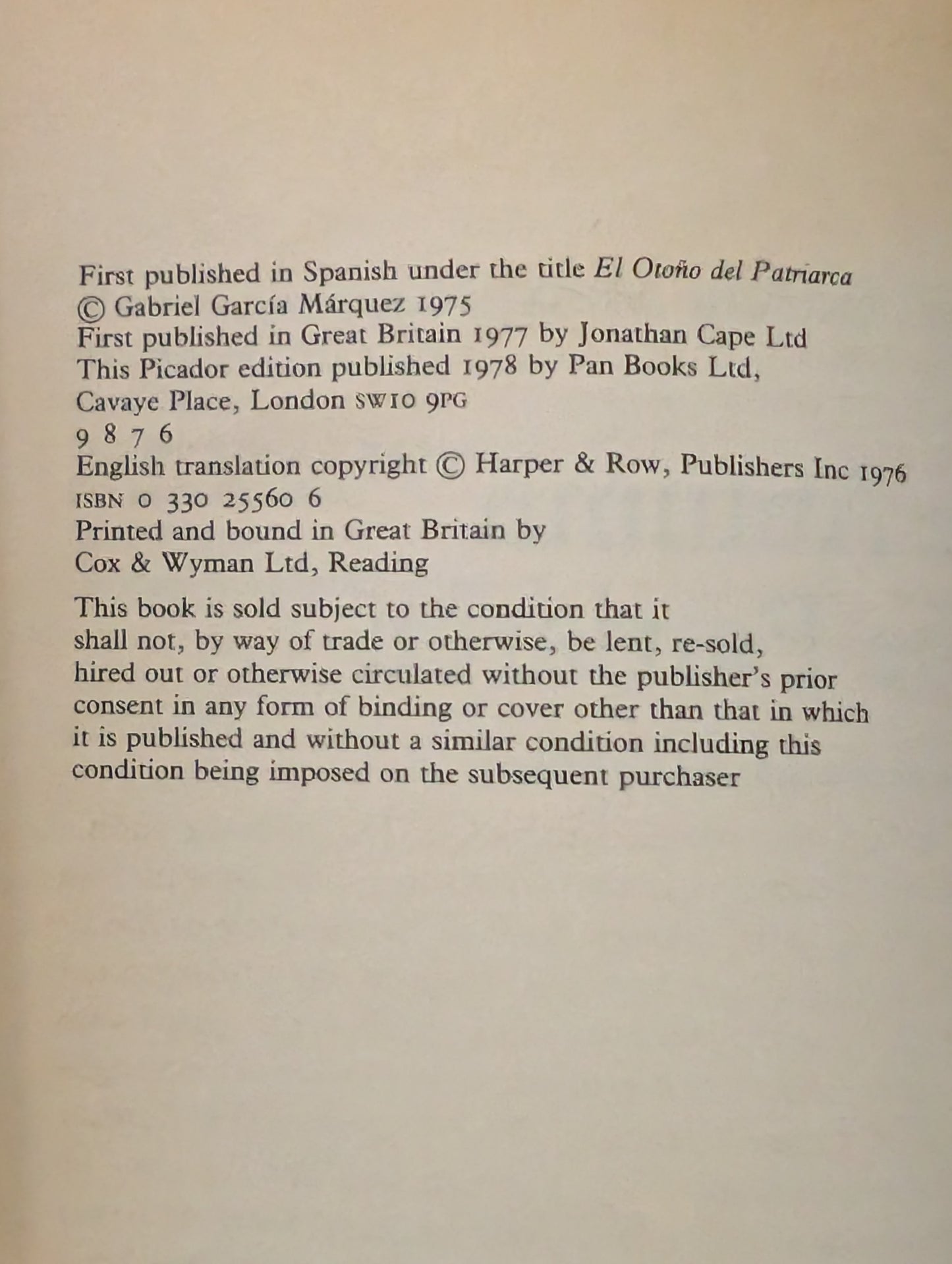 The Autumn of the Patriarch by Gabriel Garcia Marquez