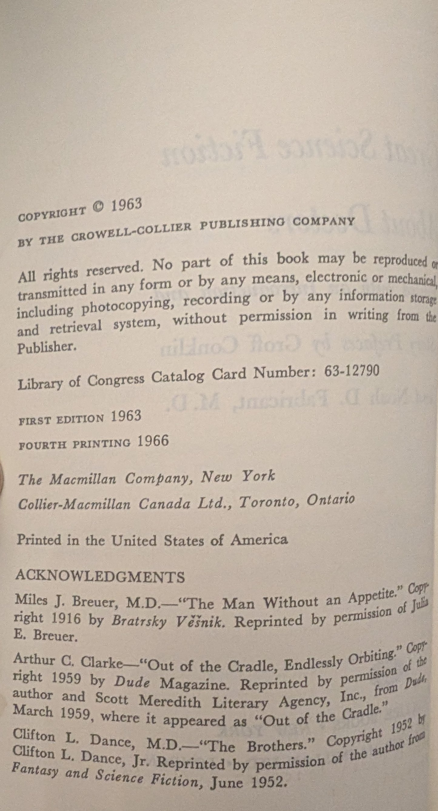 Great Science Fiction About Doctors edited by Groff Conklin and Noah D. Fabricant, M.D