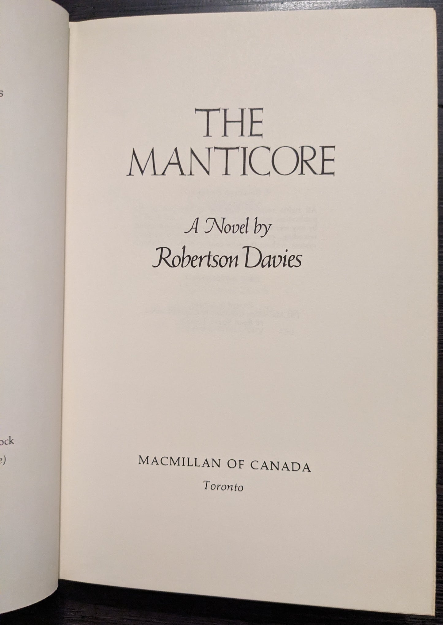 The Manticore by Robertson Davies