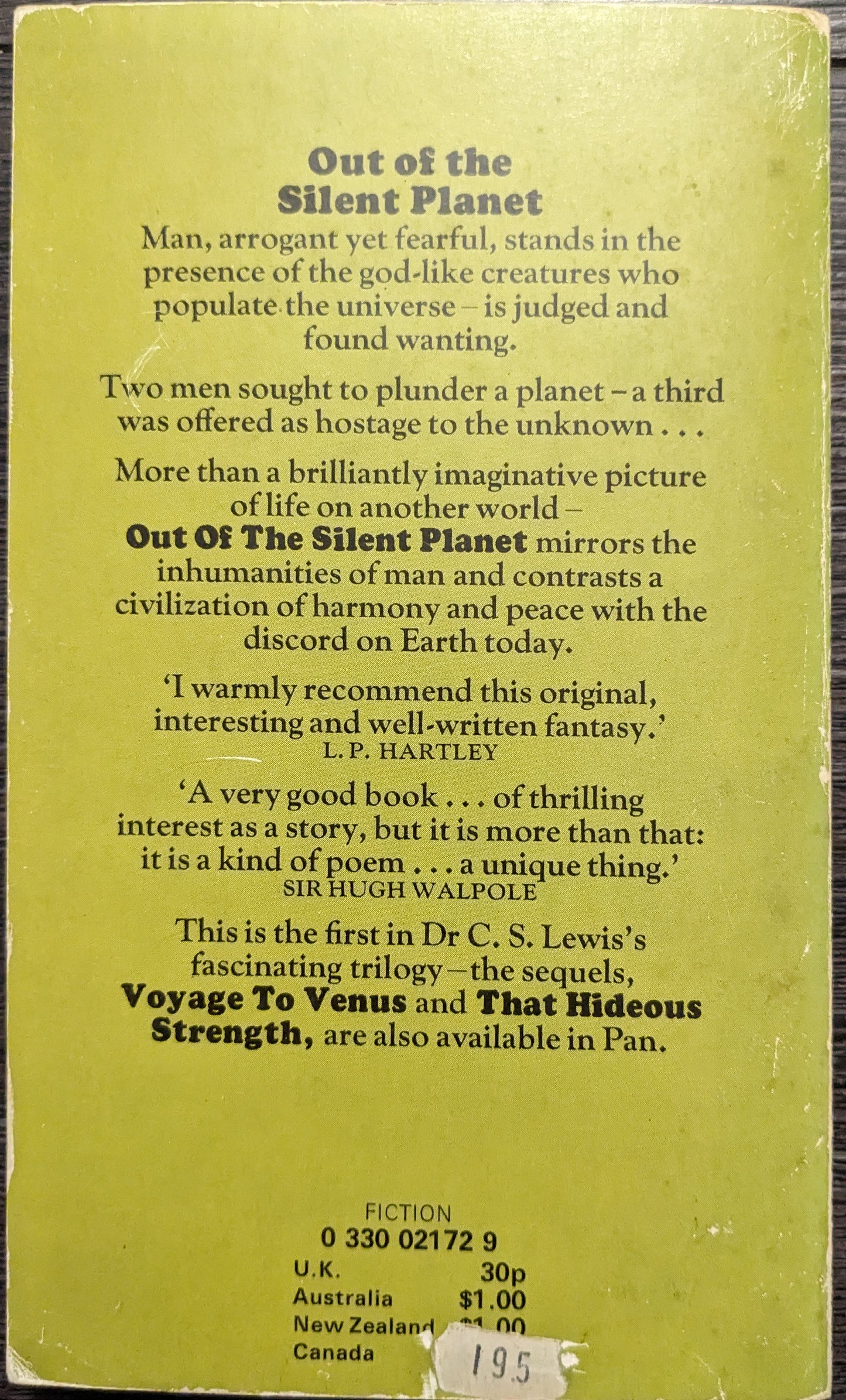 Out of the Silent Planet by C.S Lewis