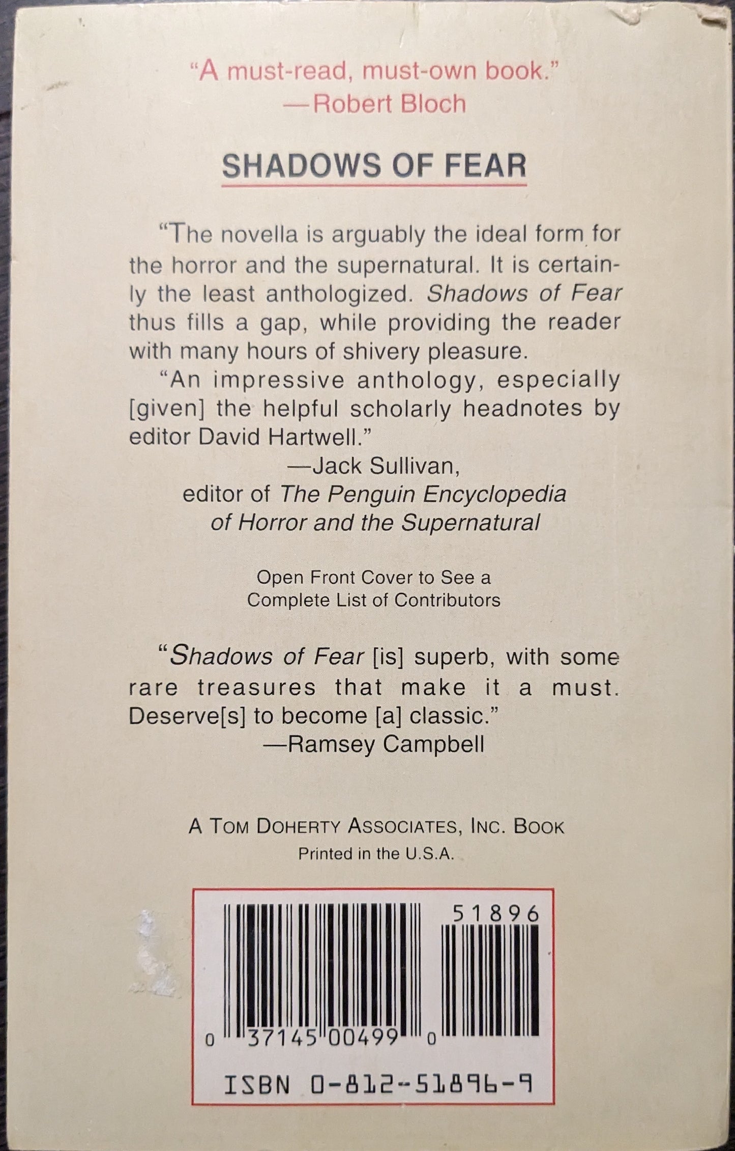 Shadows of Fear: Foundations of Fear V.1 edited by David G. Hartwell