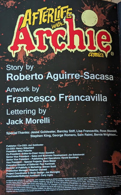 Afterlife with Archie #1 (Variant Cover) by Aguirre-Sacasa & Francavilla