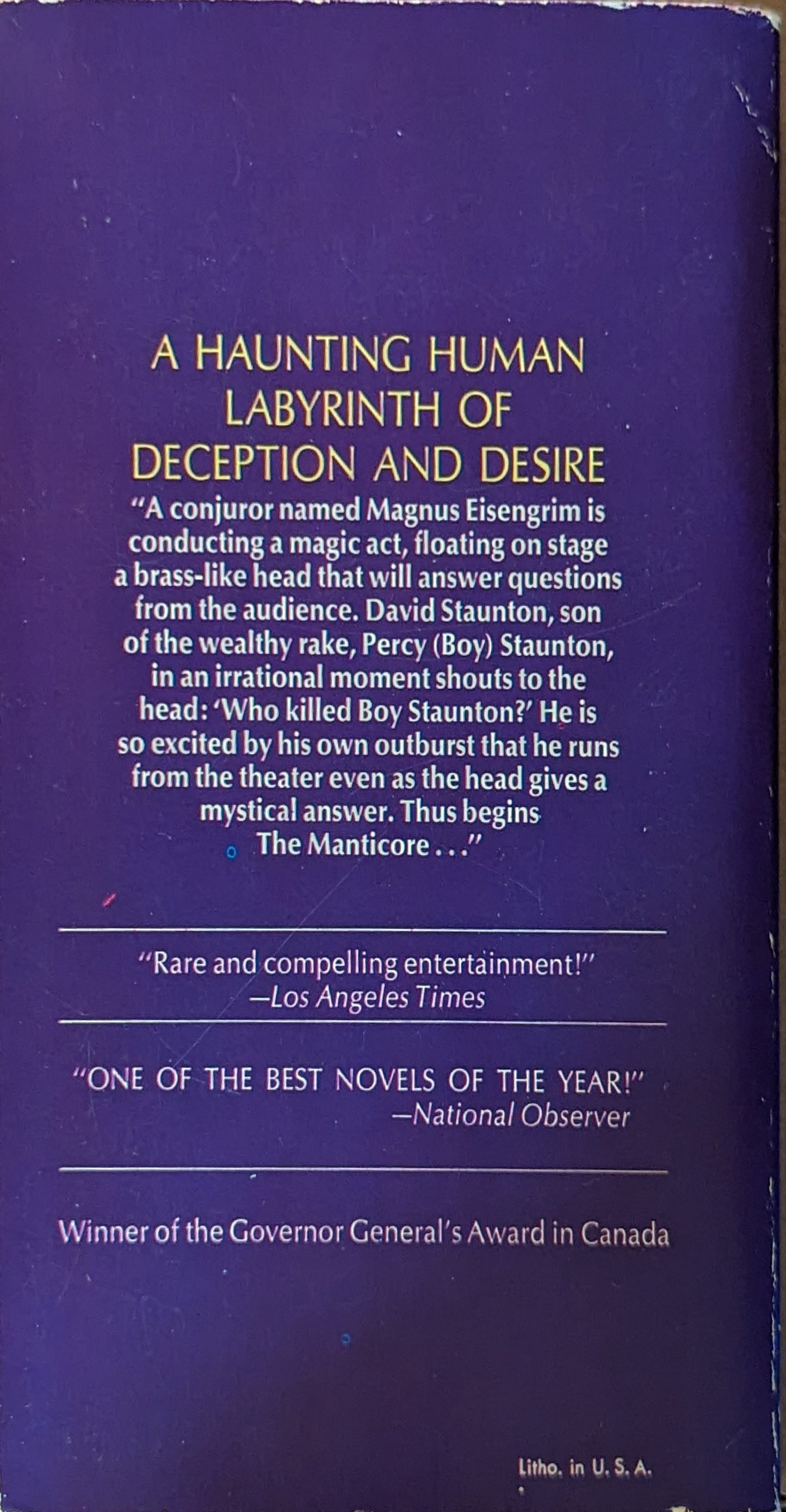 The Manticore by Robertson Davies