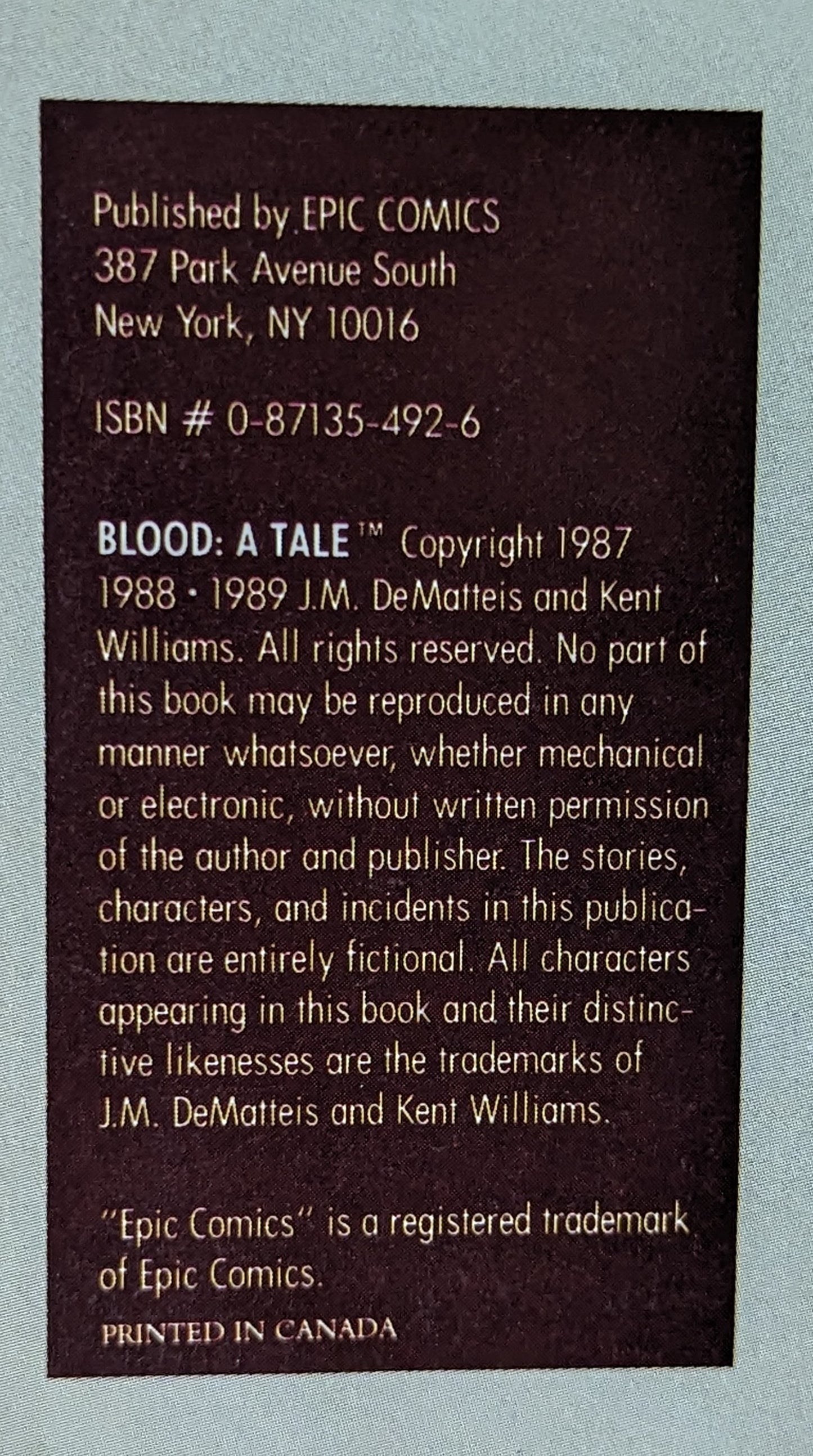 Blood: A Tale by JM DeMatteis & Kent Williams