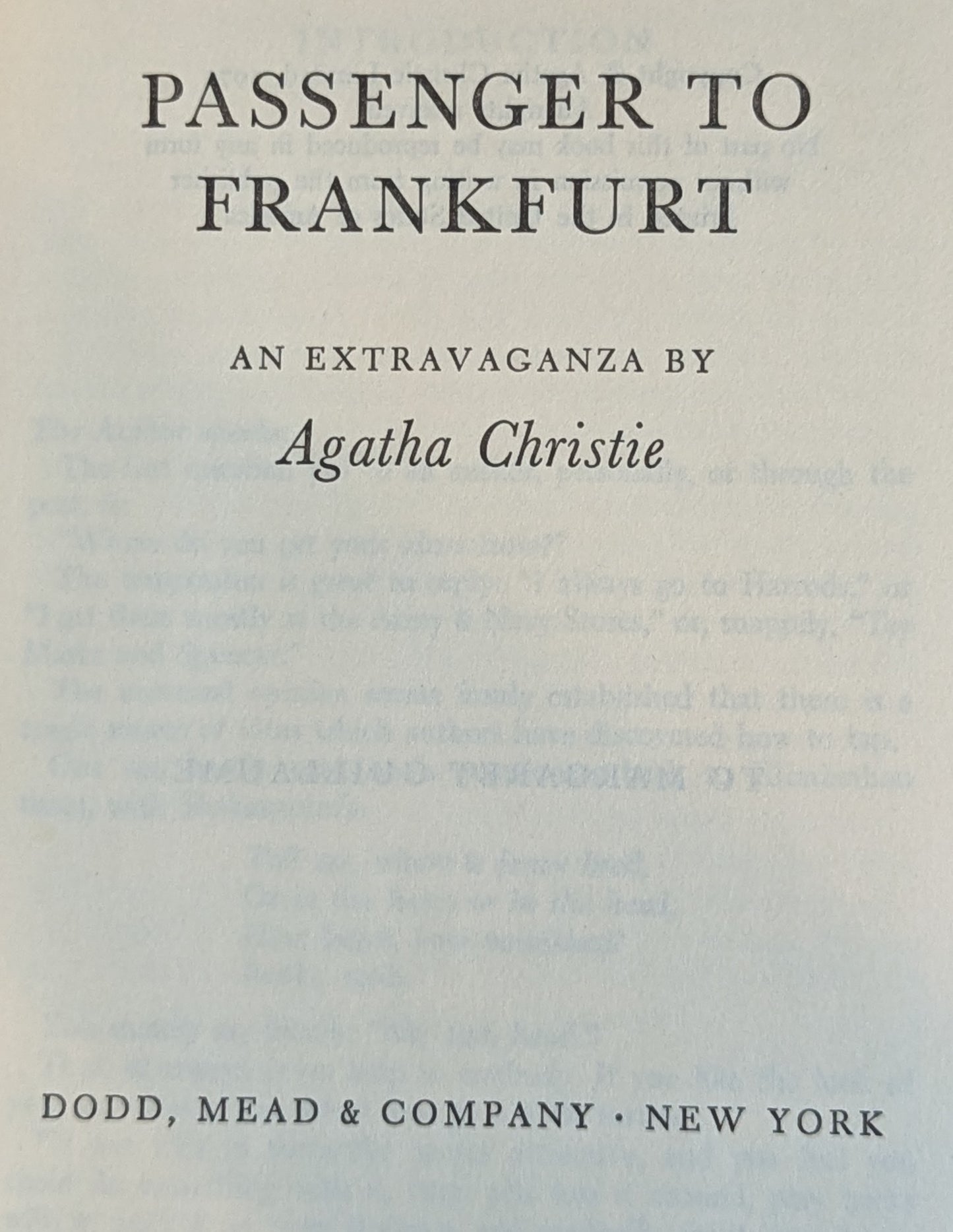 Passenger to Frankfurt by Agatha Christie