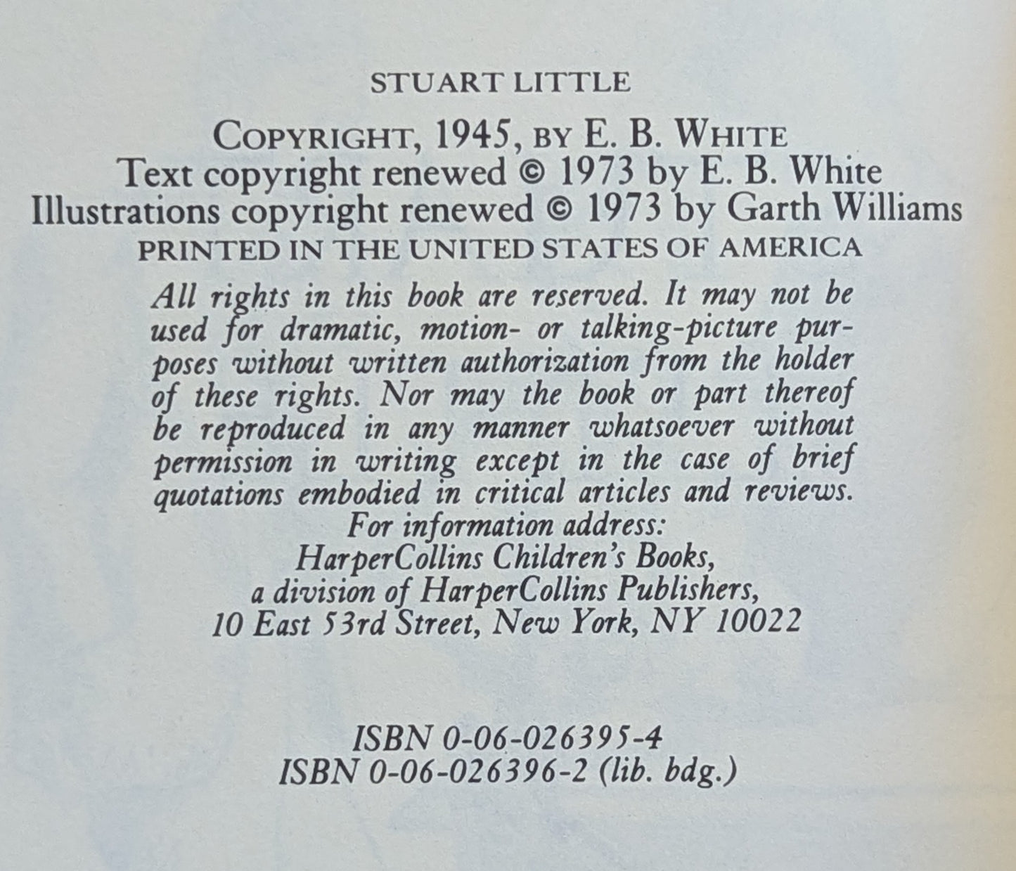 Stuart Little by E.B. White, illustrated by Garth Williams