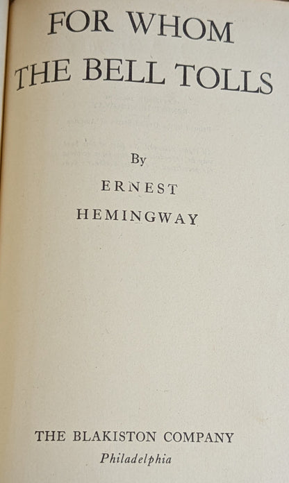 For Whom the Bell Tolls by Ernest Hemingway