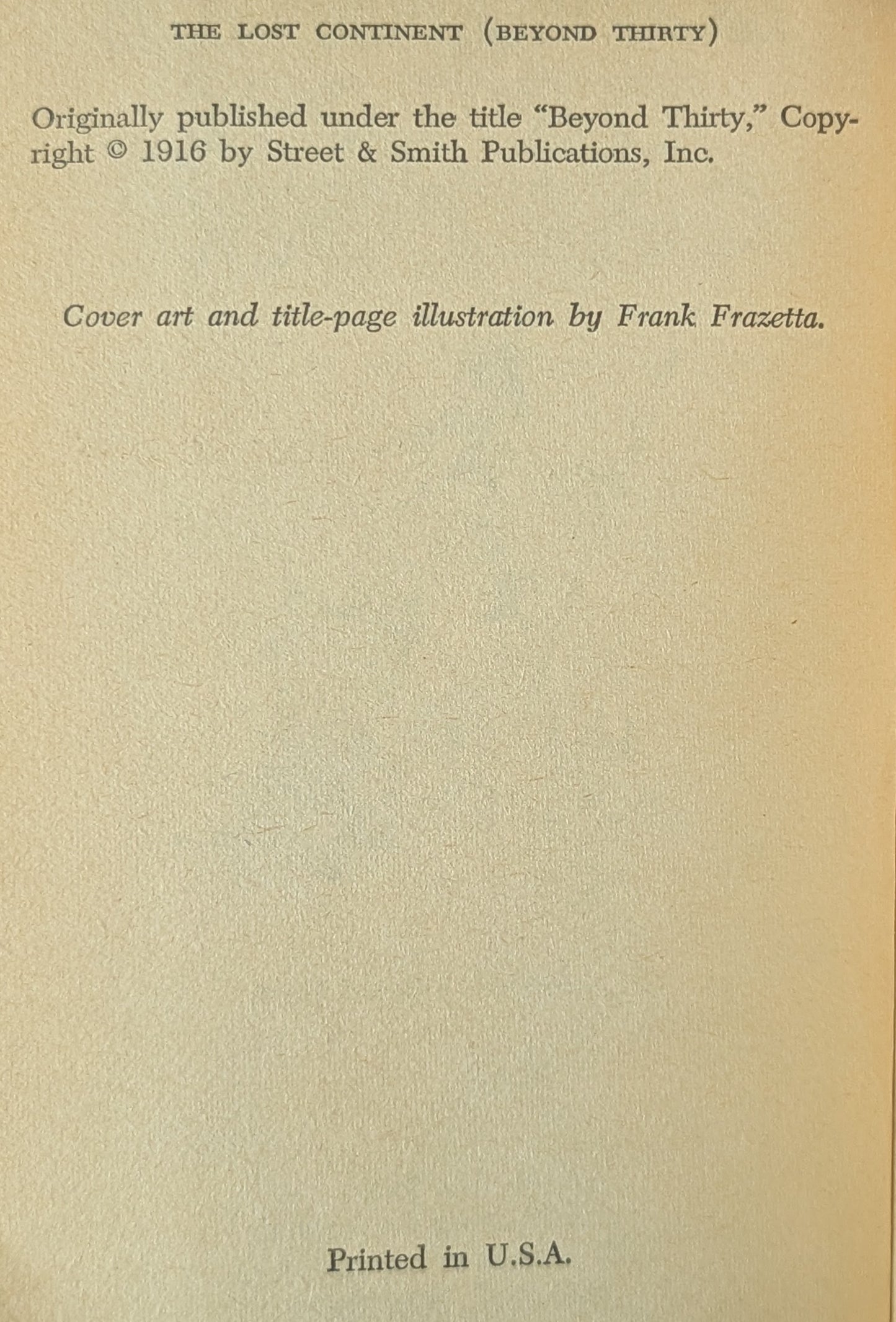 The Lost Continent by Edgar Rice Burroughs