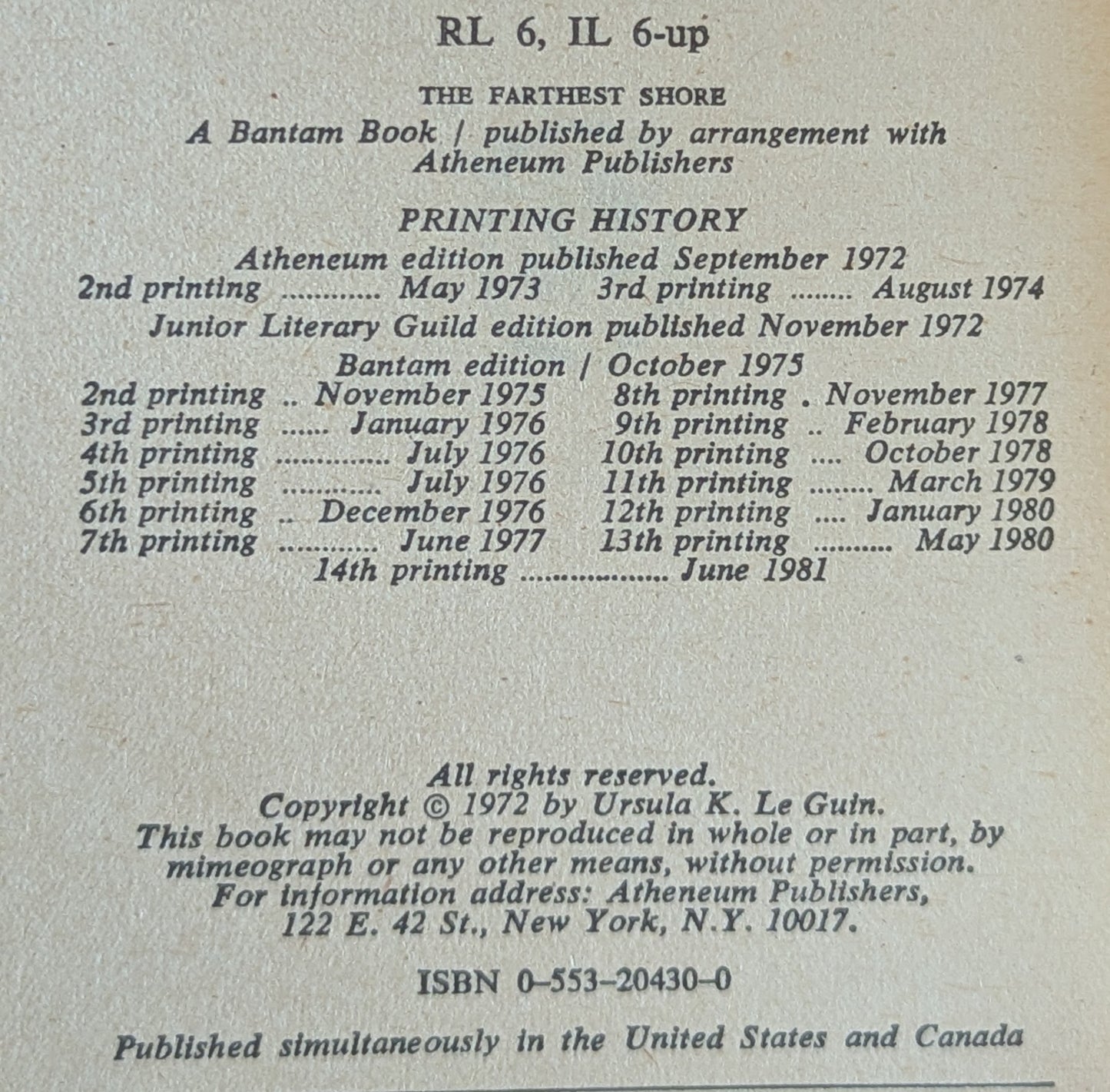 The Farthest Shore by Ursula K. Le Guin