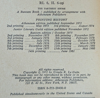 The Farthest Shore by Ursula K. Le Guin