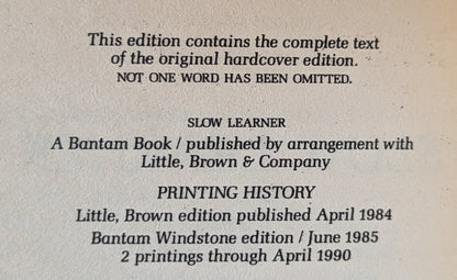 Slow Learner: Early Stories by Thomas Pynchon