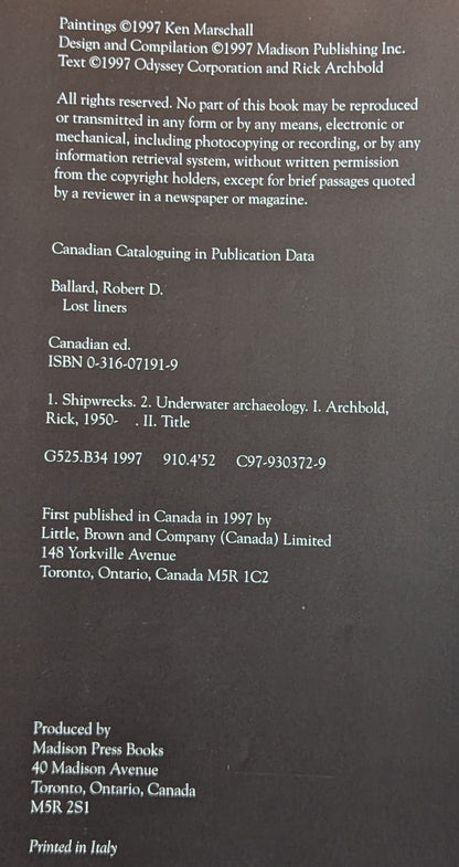 Lost Liners by Robert D. Ballard and Rick Archbold