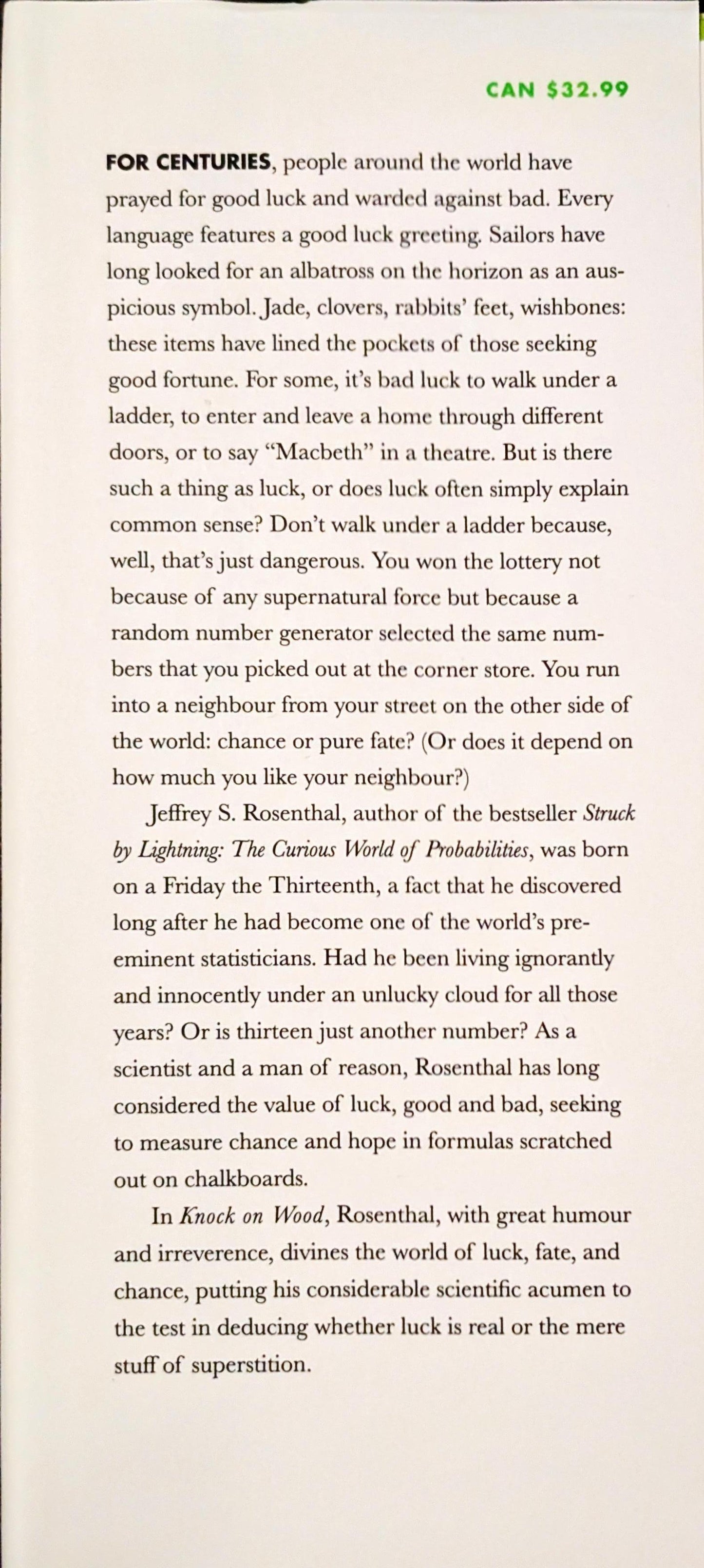 Knock on Wood: Luck, Chance, and the Meaning of Everything by Jeffrey S. Rosenthal