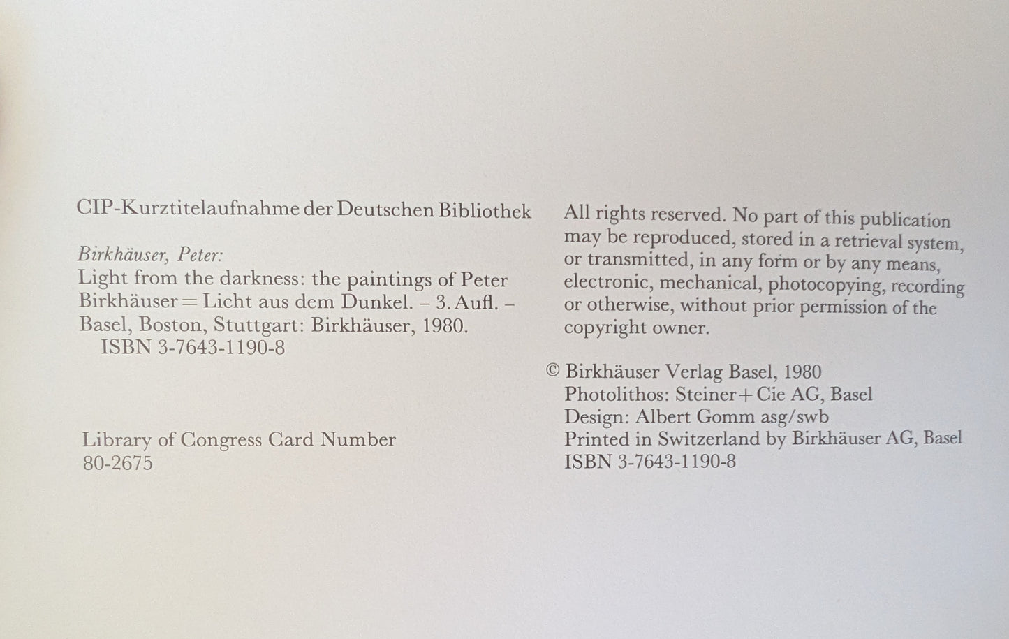 Light From The Darkness: The Painting of Peter Birkhäuser