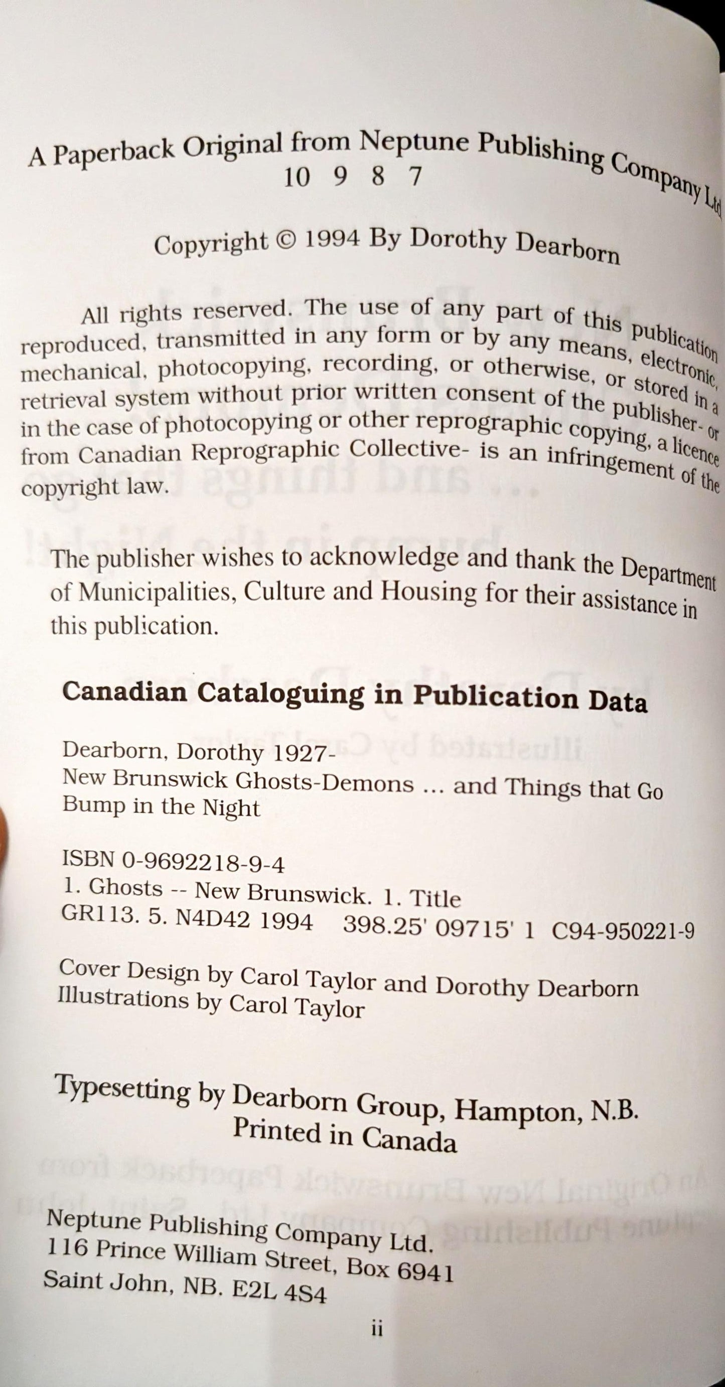 New Brunswick Ghosts! Demons! ...and things that go bump in the Night! By Dorothy Dearborn