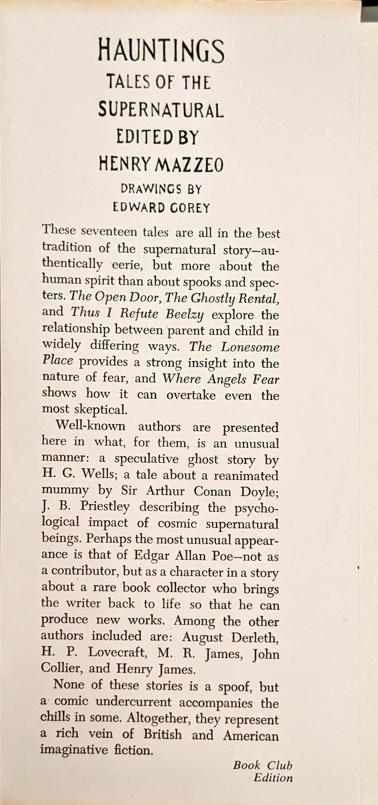 Hauntings: Tales of the Supernatural edited by Henry Mazzeo, illustrations by Edward Gorey