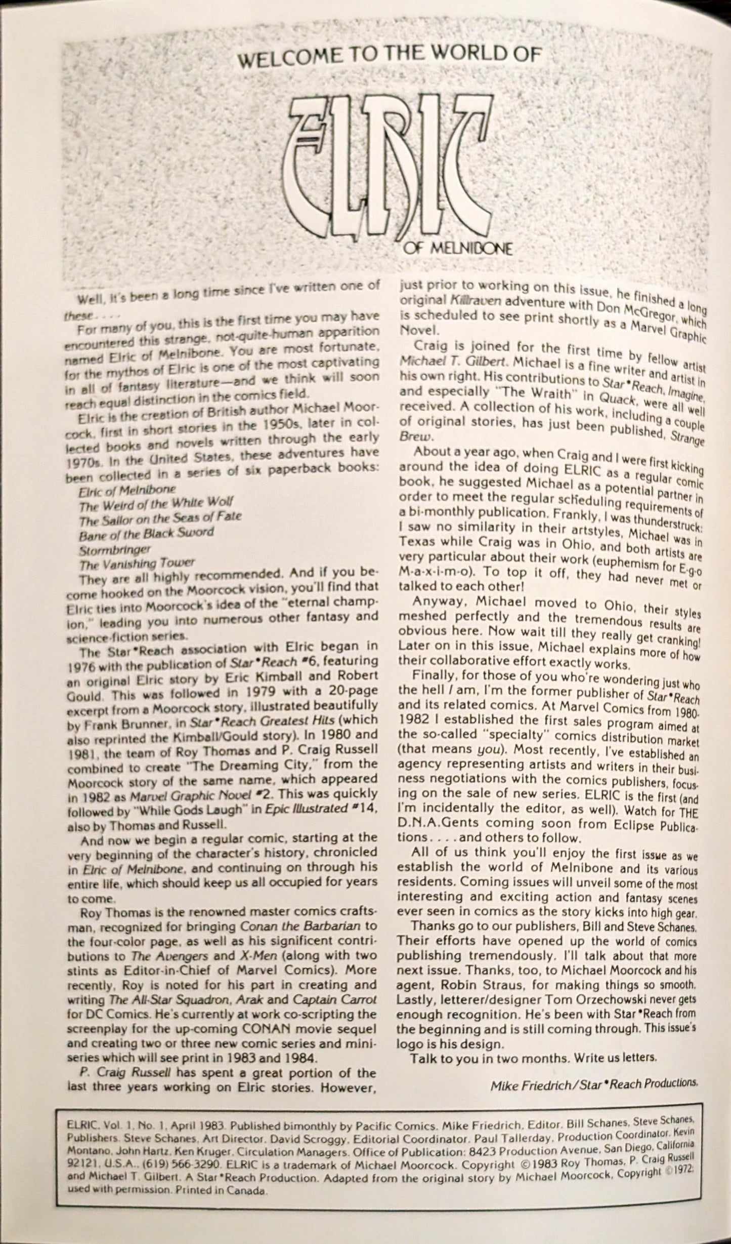 Michael Moorcock's Elric of Melnibonè Book 1: Out of the Dreaming City by Roy Thomas, P. Craig Russell, Micheal T. Gilbert