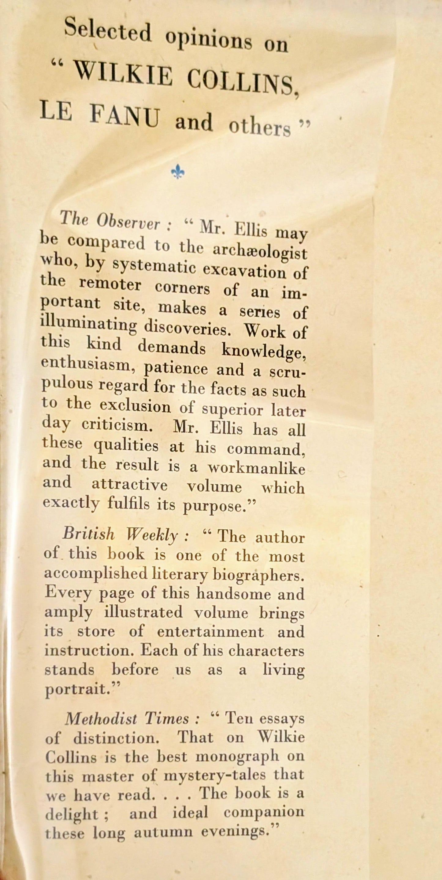 Wilkie Collins, Le Fanu and Others: Biographies and Bibliographies by S.M Ellis