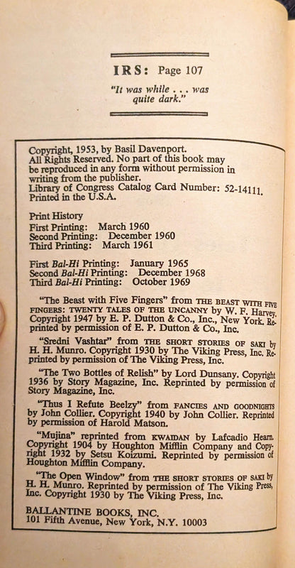 Tales to Be Told in the Dark edited by Basil Davenport