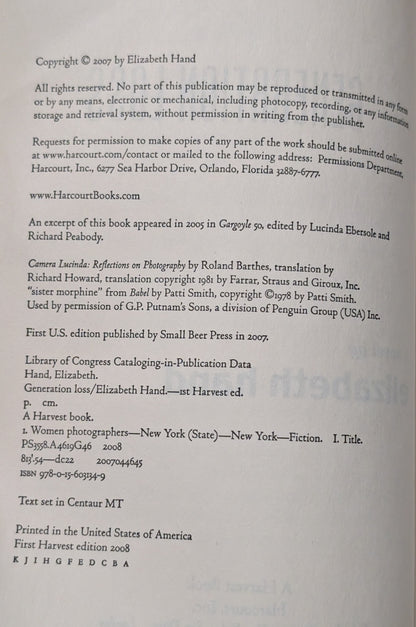 Generational Loss by Elizabeth Hand