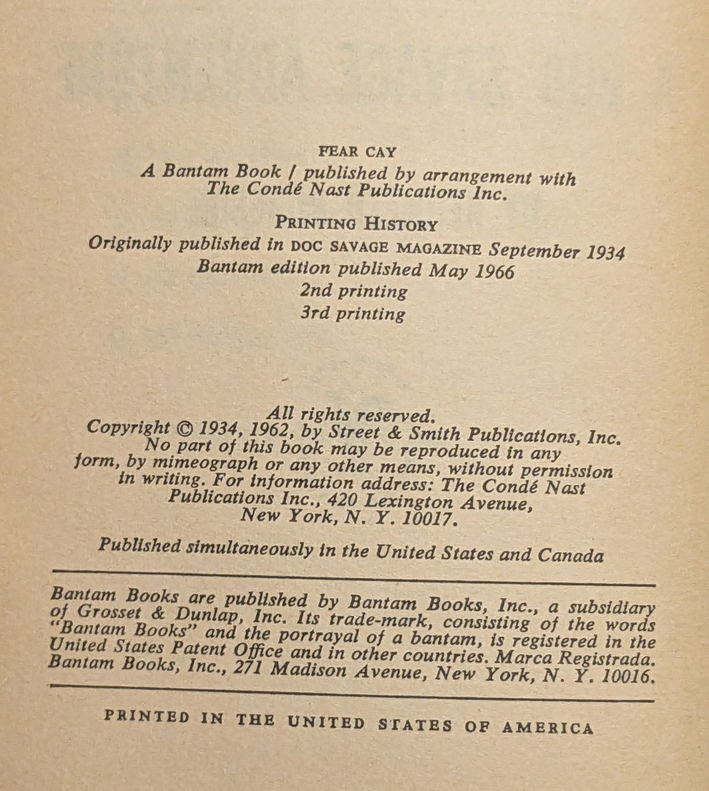 A Doc Savage Adventure: Fear Cay by Kenneth Robeson