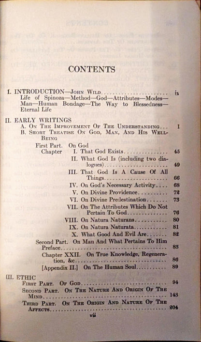 Spinoza Selections edited by John Wild