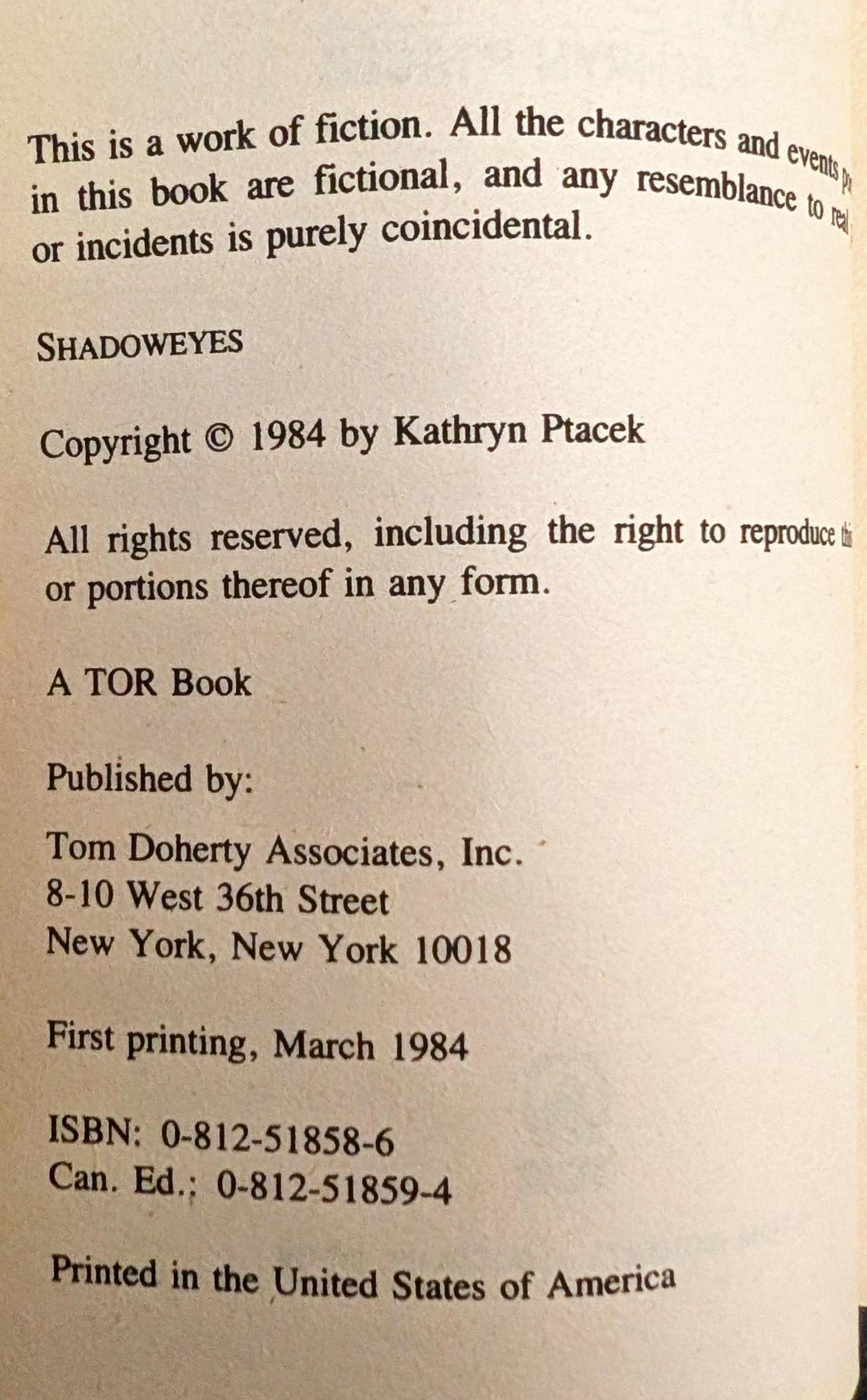 Shadoweyes by Kathryn Ptacek