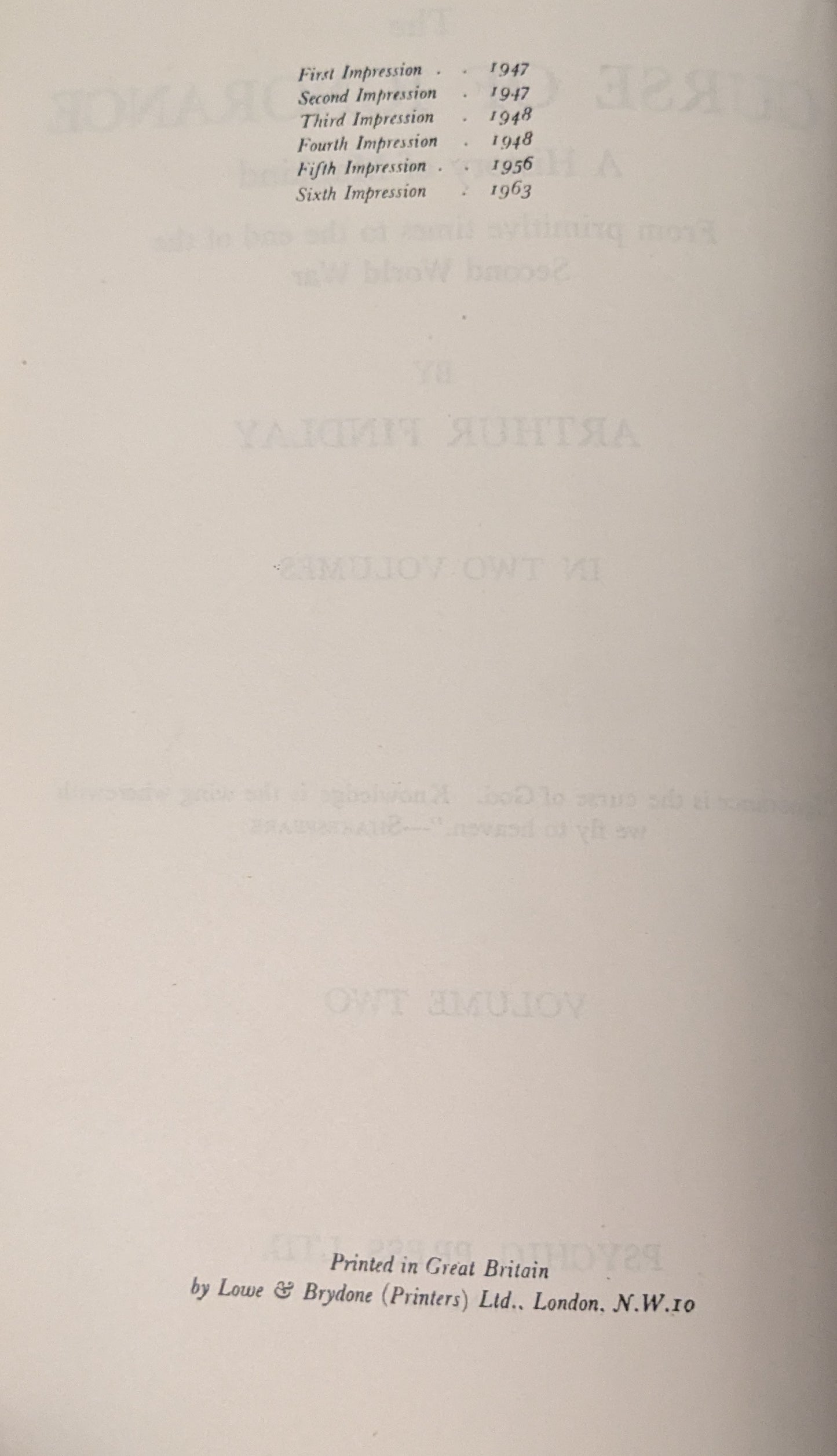 The Curse of Ignorance: A  History of Mankind Volume 2 by Arthur Findlay