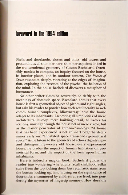 The Poetics of Space by Gaston Bachelard