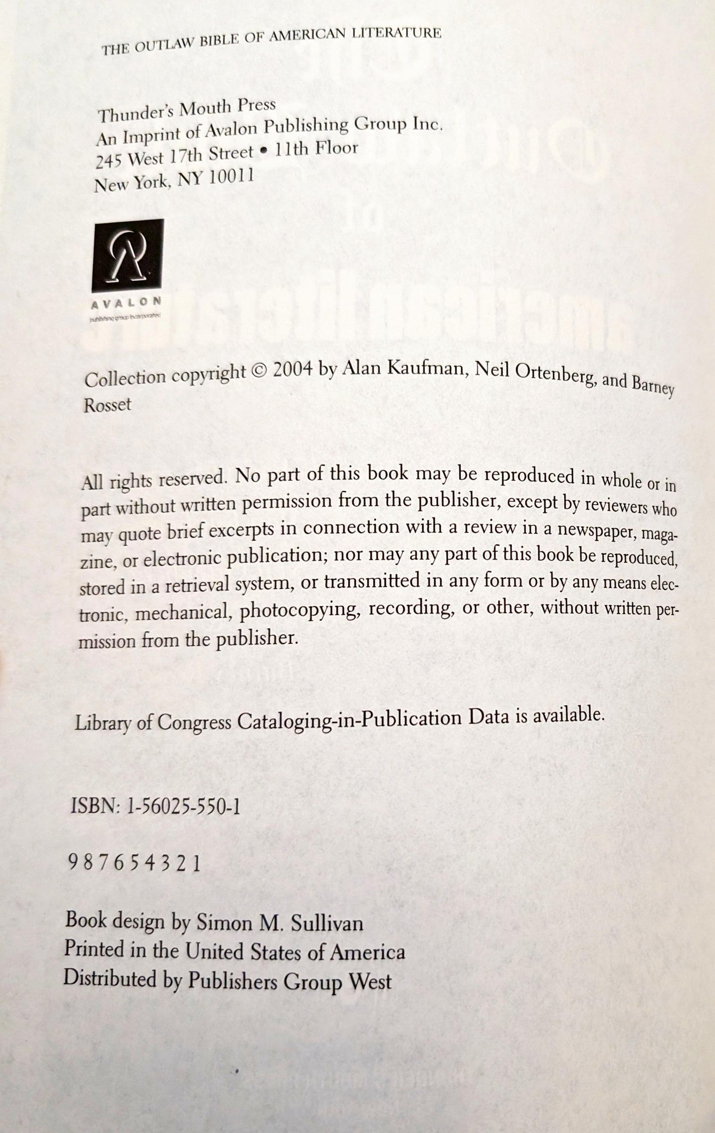 The Outlaw Bible of American Literature edited by Alan Kaufman, Neil Ortenberg & Barney Rosset