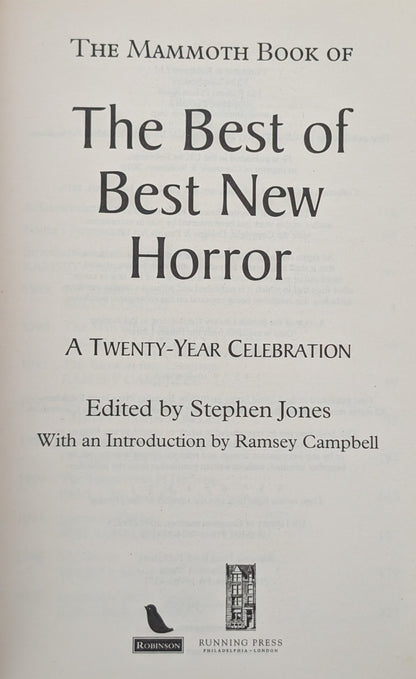 The Mammoth Book of the Best of New Horror edited Stephen Jones