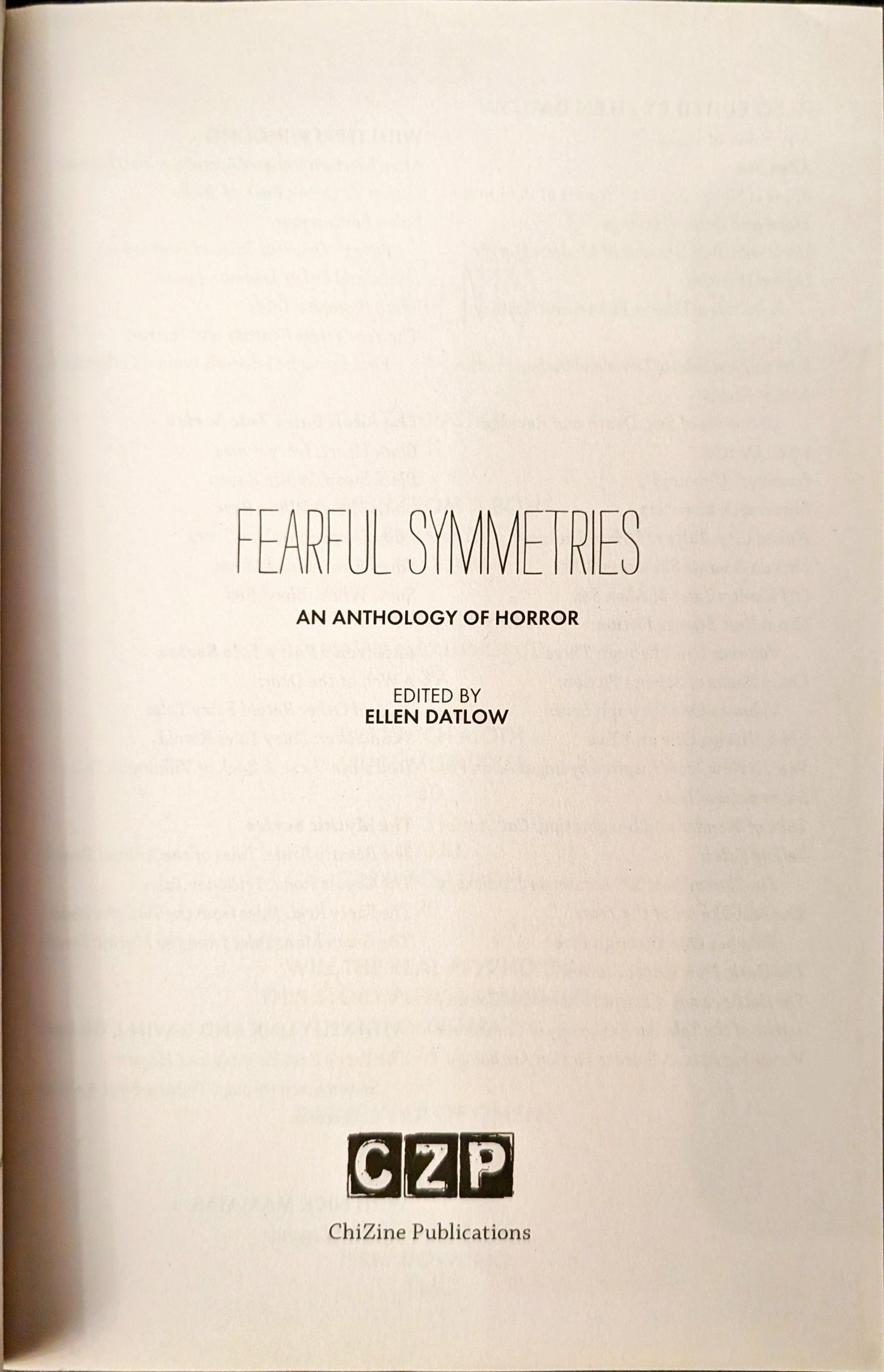 Fearful Symmetries edited by Ellen Datlow
