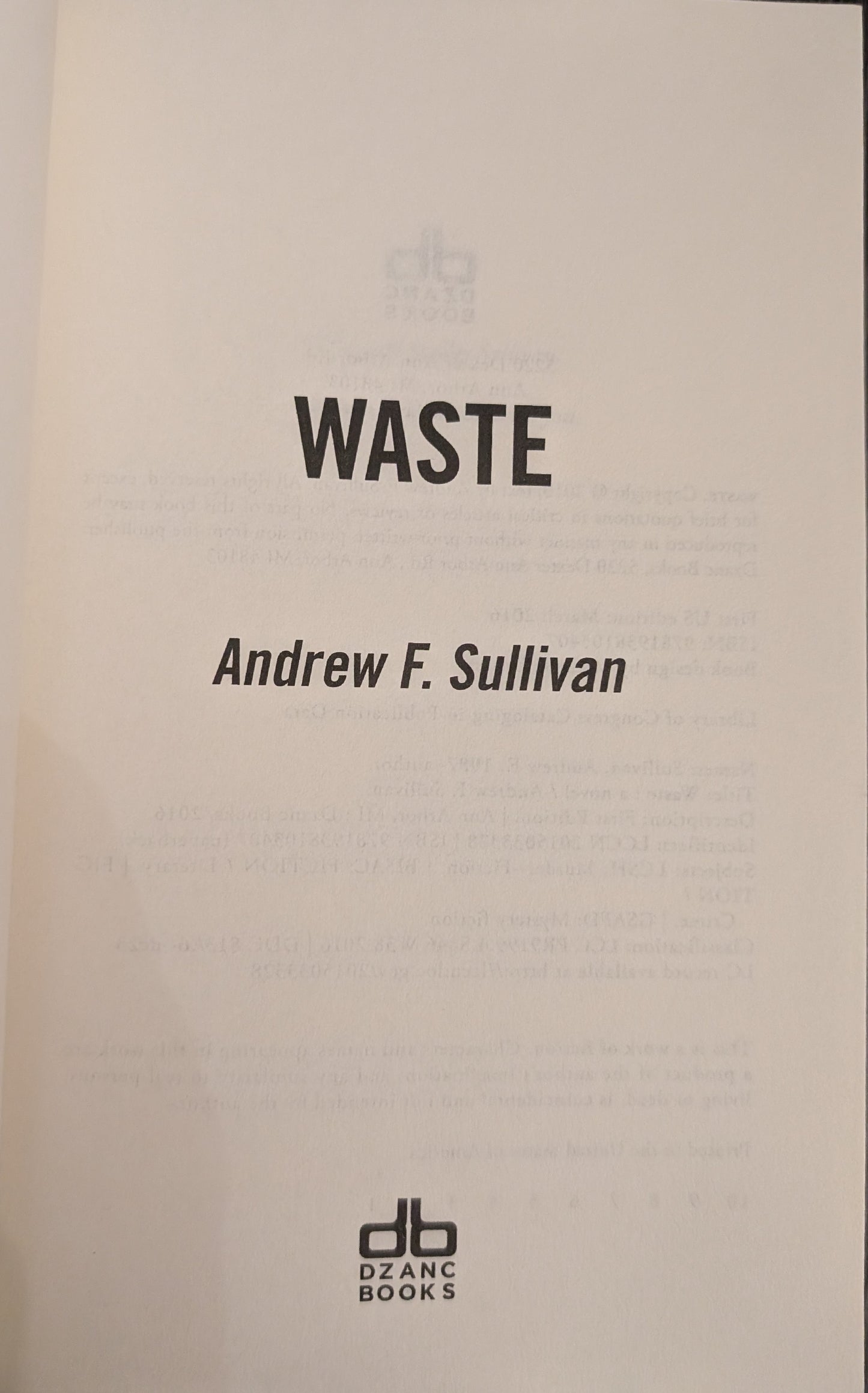 Waste by Andrew F. Sullivan