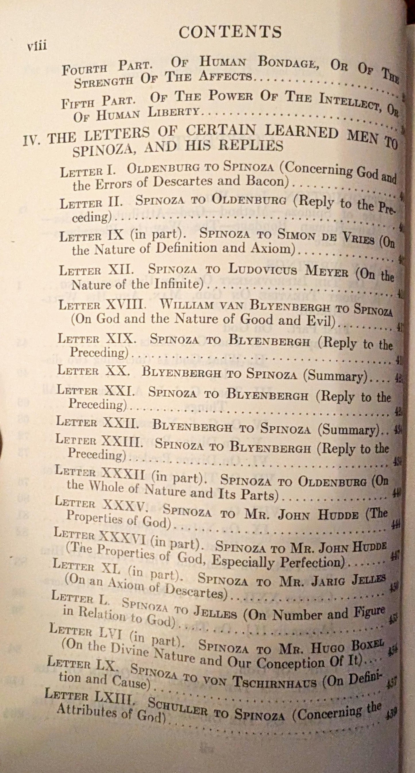 Spinoza Selections edited by John Wild