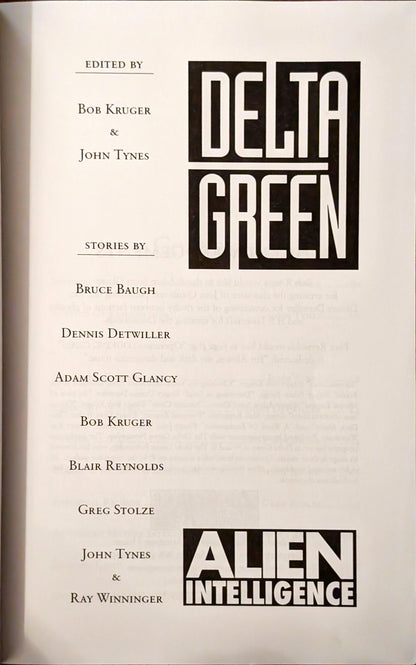 Delta Green: Alien Intelligence edited by Bob Kruger & John Tynes