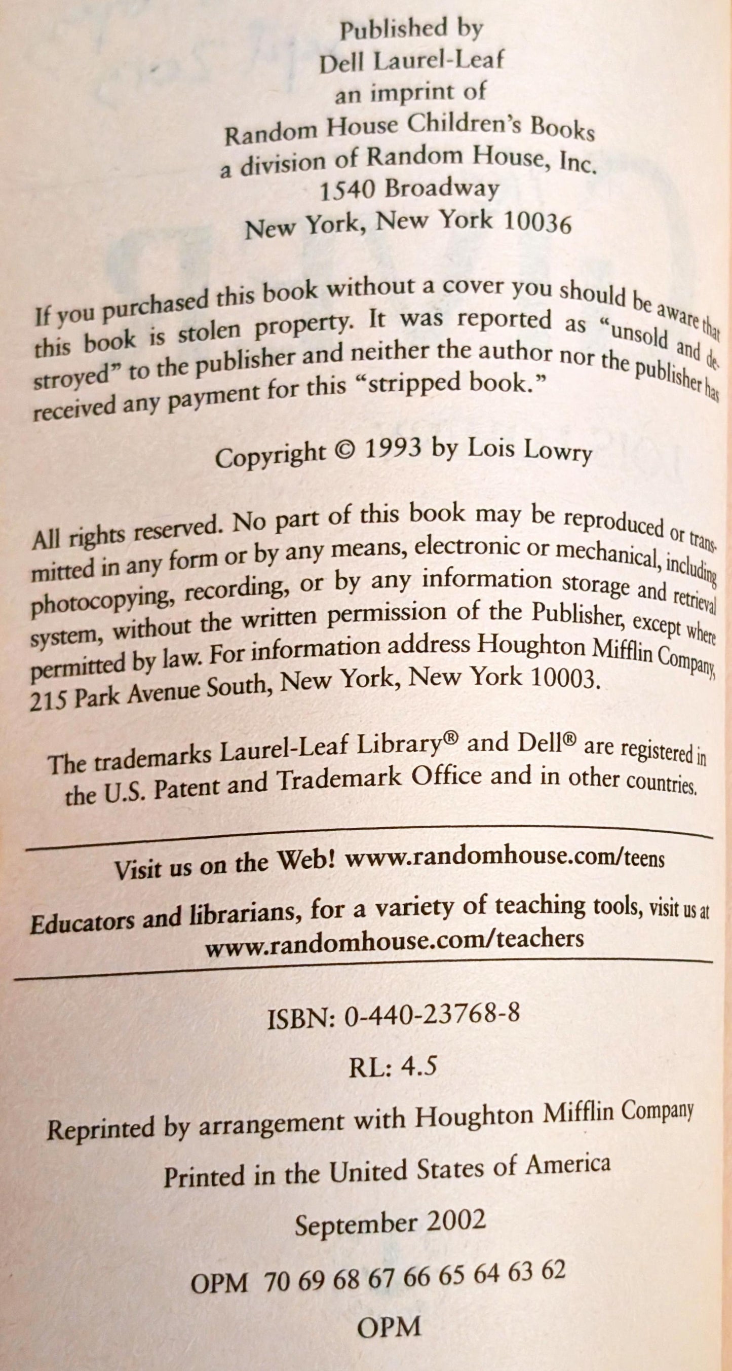 The Giver by Lois Lowry