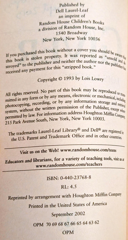 The Giver by Lois Lowry