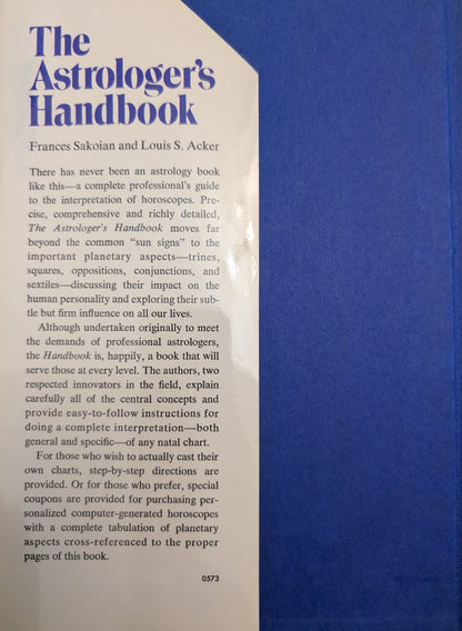 The Astrologer's Handbook by Frances Sakoian & Louis S. Acker