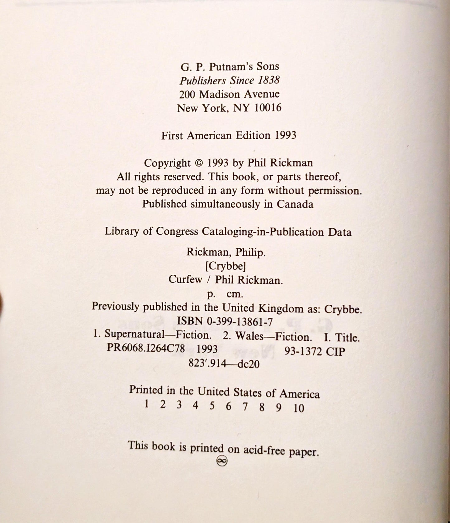 The Curfew by Phil Rickman