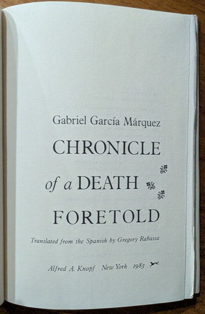 Chronicle of a Death Foretold by Gabriel Garcia-Marquez